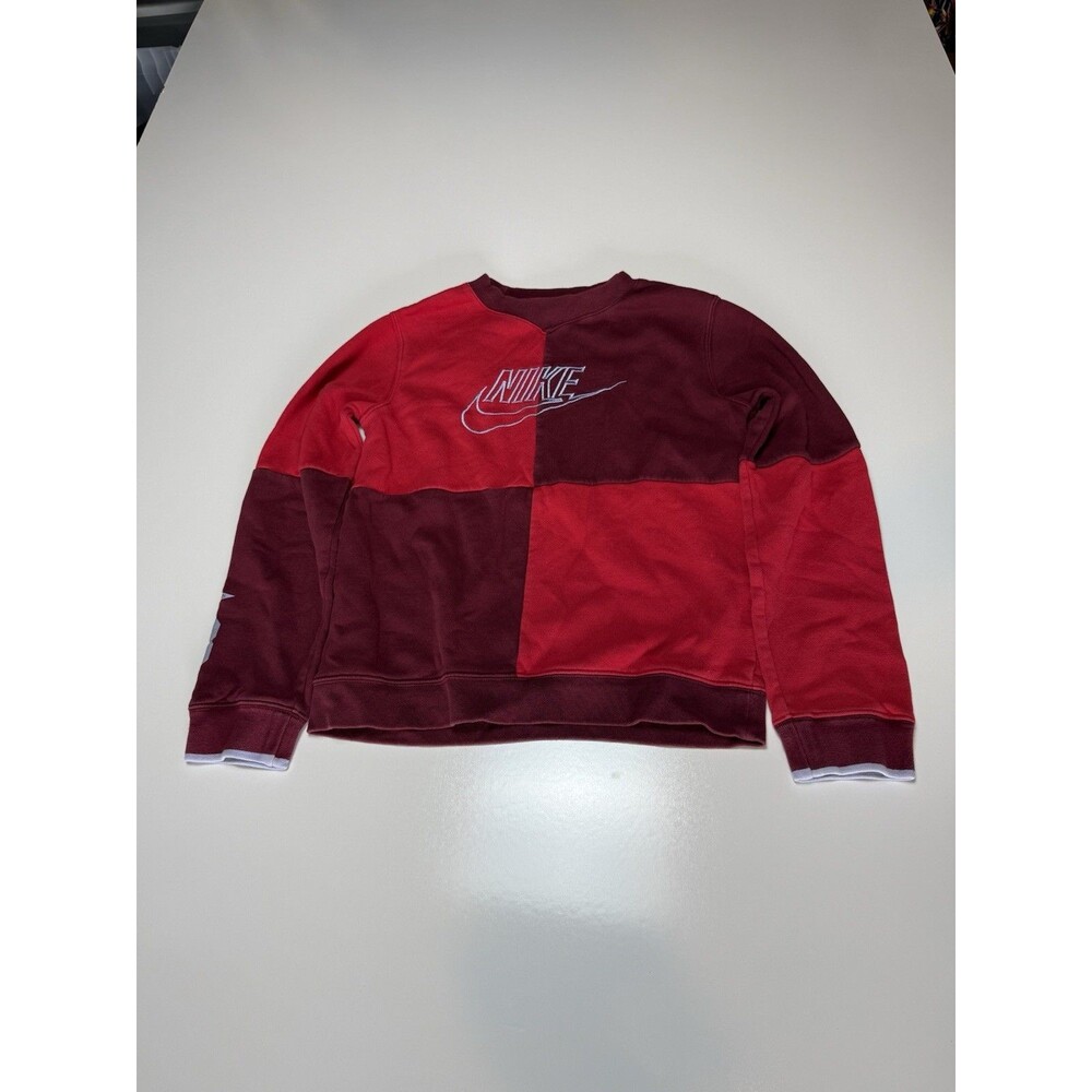 Nike Color Block Crewneck Sweatshirt Blue Ribbon Sports Red Burgundy Size L